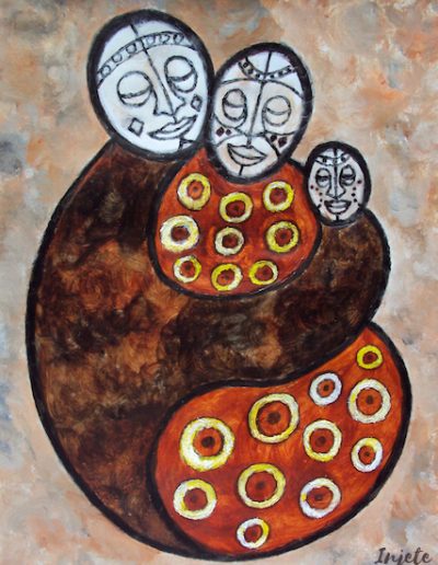 ABSTRACT PAINTING AFRICAN ART FAMILY UNITY INJETE