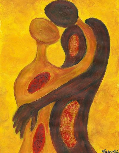 Romantic Art Love Poster Abstract Painting Lovers Embrace 2 by Injete