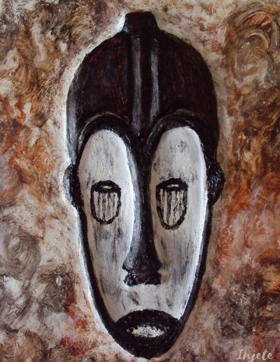 Fang African Mask Painting Metal Wall Art by Injete