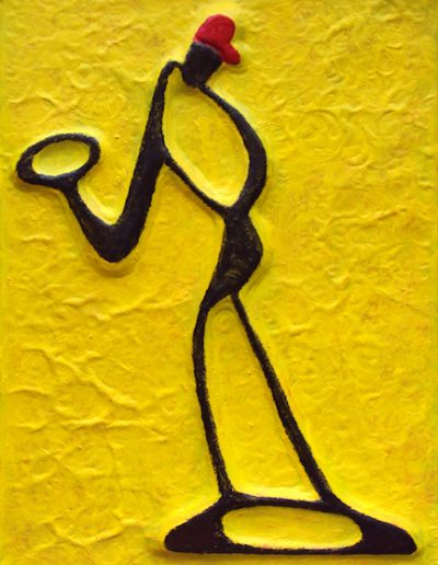 Metal Art Abstract Painting Sax Player by Injete
