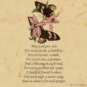 IRISH BLESSINGS SYMPATHY QUOTE BUTTERFLY ART PRINT | Injete Designs